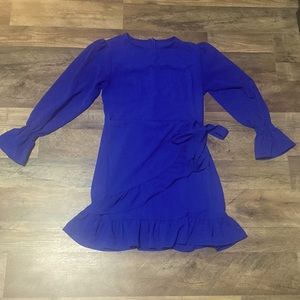 Blue, above the knee dress.